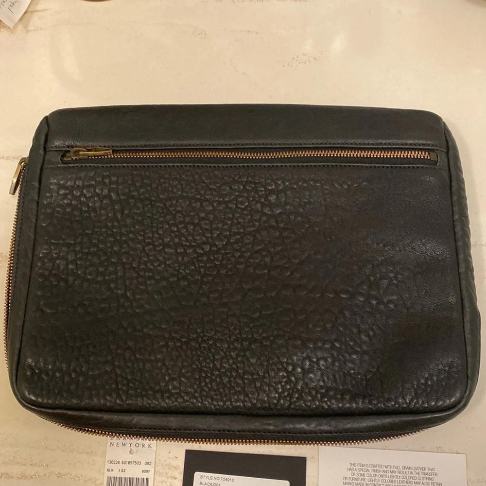 Alexander Wang Black Pebbled Leather iPad Sleeve Tech Clutch Case Tablet men